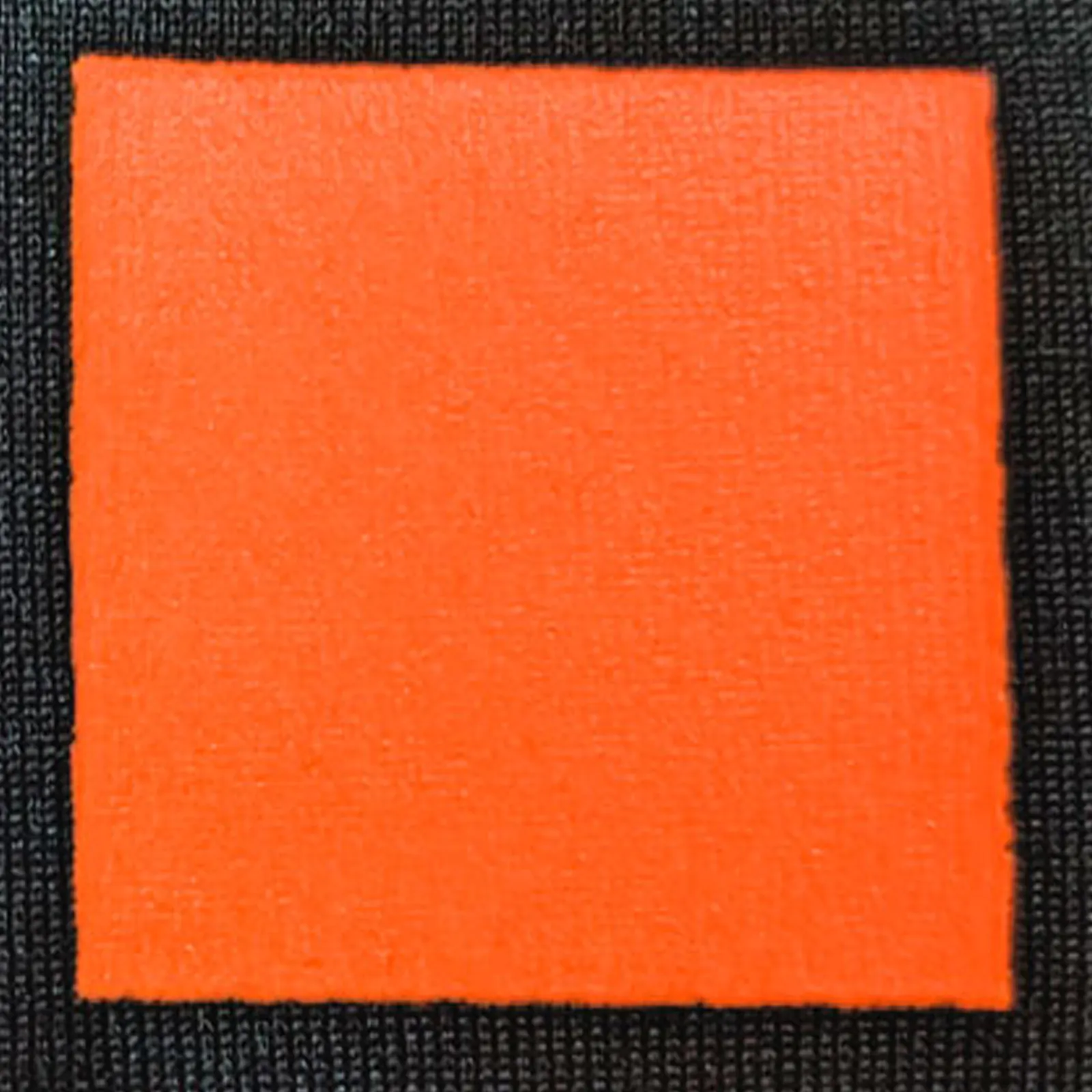 オリジナルプリント色見本 蛍光オレンジ：ドライ黒生地へのシルクスクリーンプリント仕上がり（インク番号 C-44）