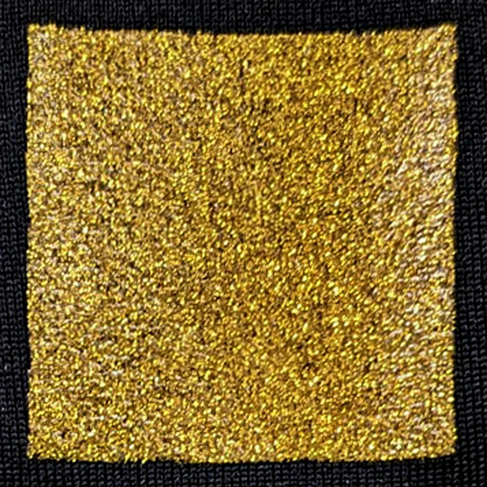 オリジナルプリント色見本 ラメゴールド：ドライ黒生地へのシルクスクリーンプリント仕上がり（インク番号 C-50）
