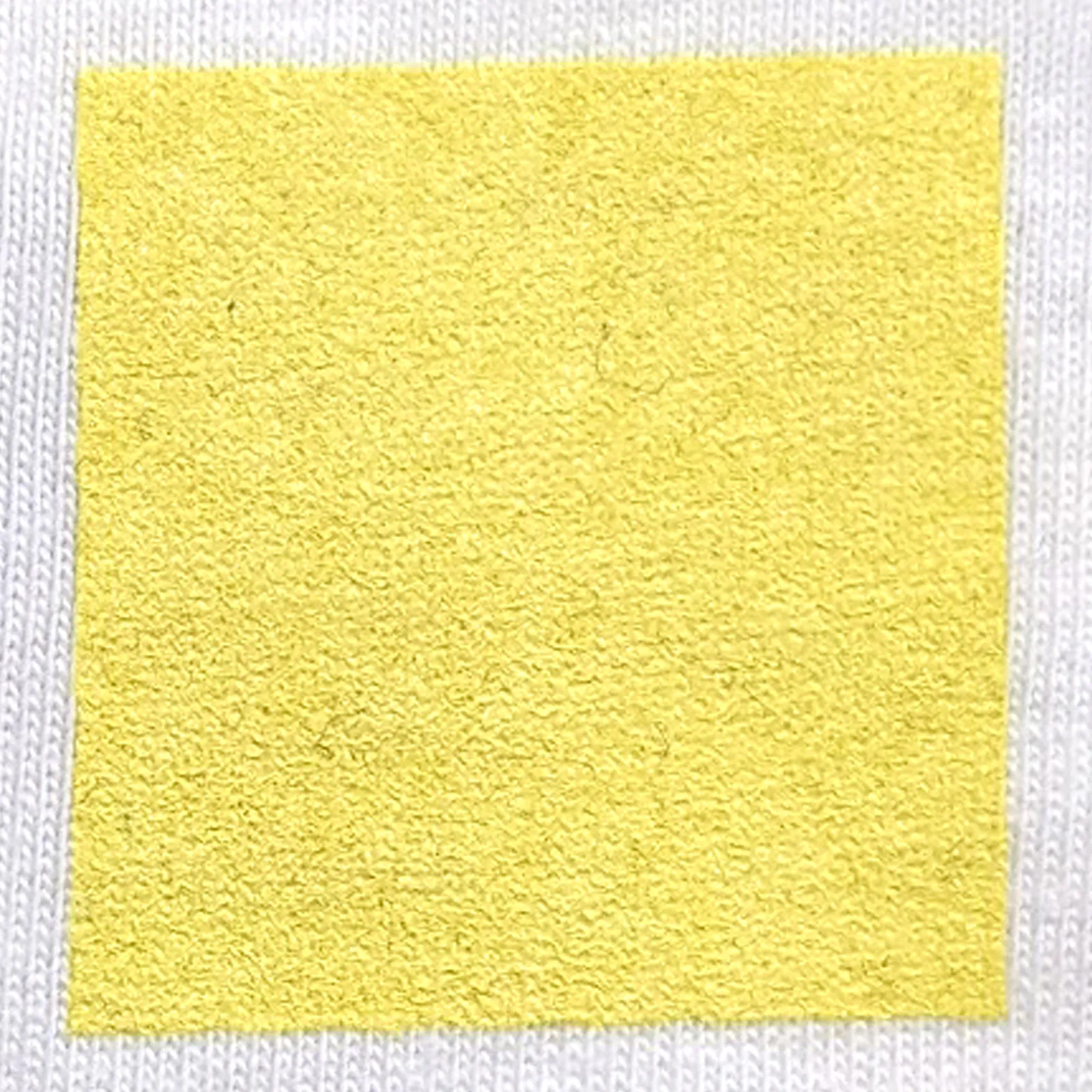 オリジナルプリント色見本 パステルイエロー：白綿生地へのシルクスクリーンプリント仕上がり（インク番号 C-18）