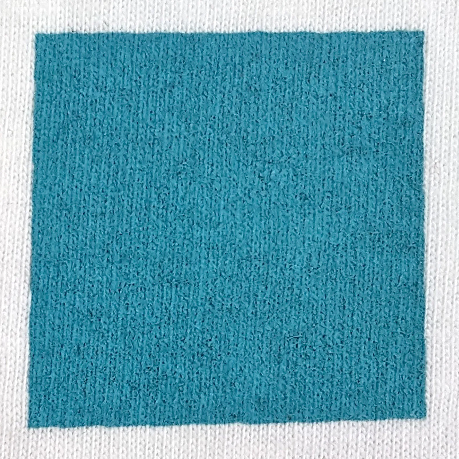 オリジナルプリント色見本 エメラルドグリーン：白綿生地へのシルクスクリーンプリント仕上がり（インク番号 C-38）