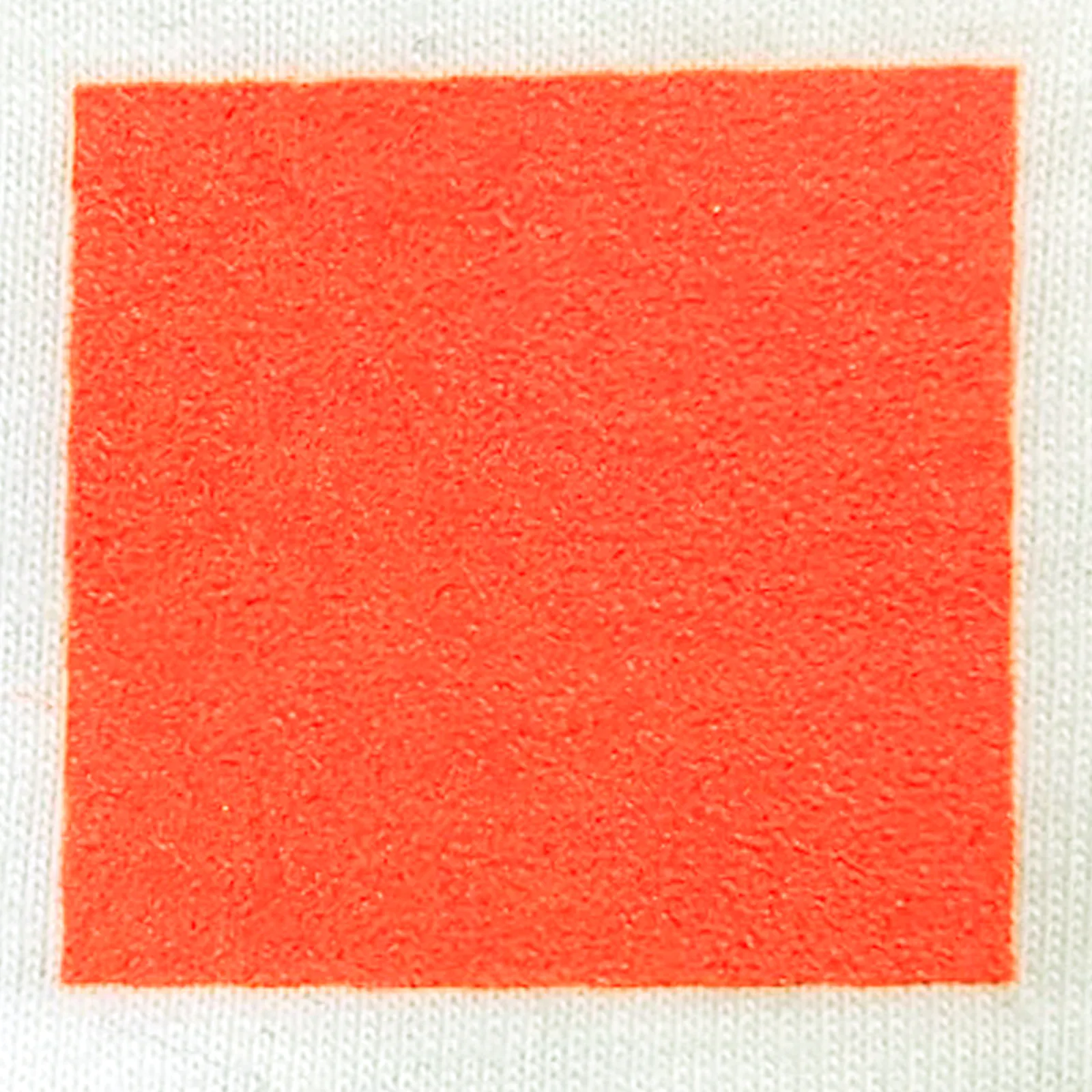 オリジナルプリント色見本 蛍光オレンジ：白綿生地へのシルクスクリーンプリント仕上がり（インク番号 C-44）