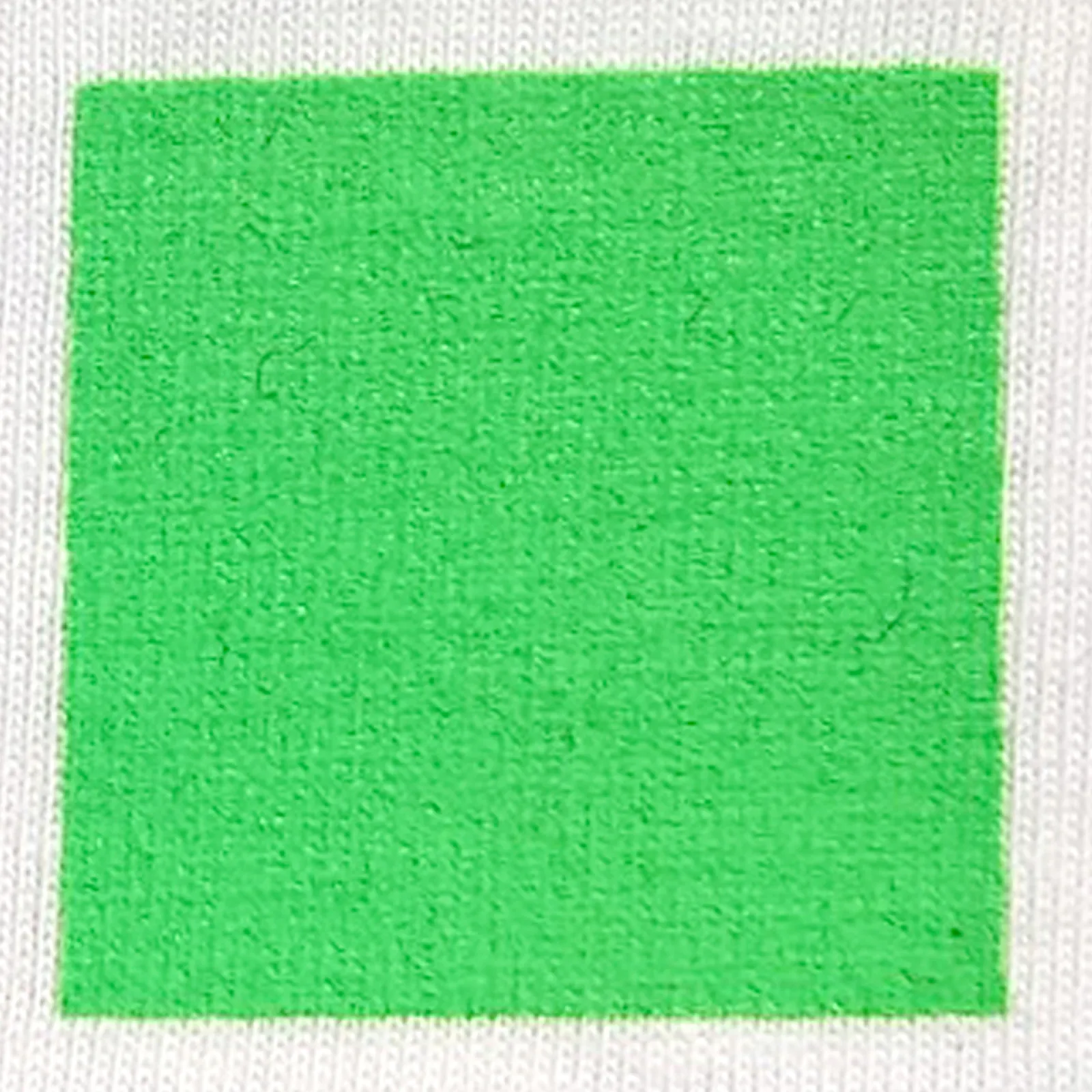 オリジナルプリント色見本 蛍光グリーン：白綿生地へのシルクスクリーンプリント仕上がり（インク番号 C-46）