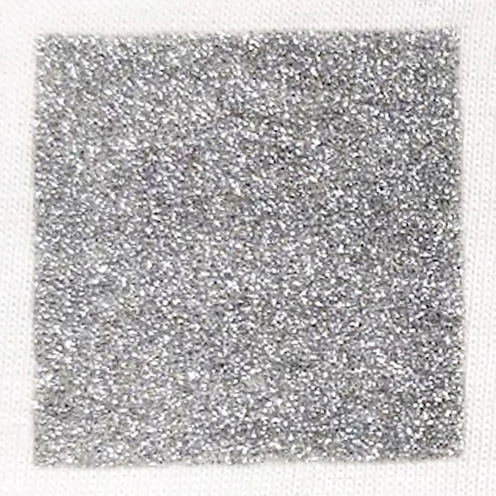 オリジナルプリント色見本 ラメシルバー：白綿生地へのシルクスクリーンプリント仕上がり（インク番号 C-49）