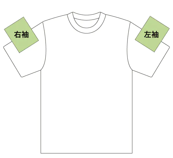 Tシャツ袖プリントサイズ
