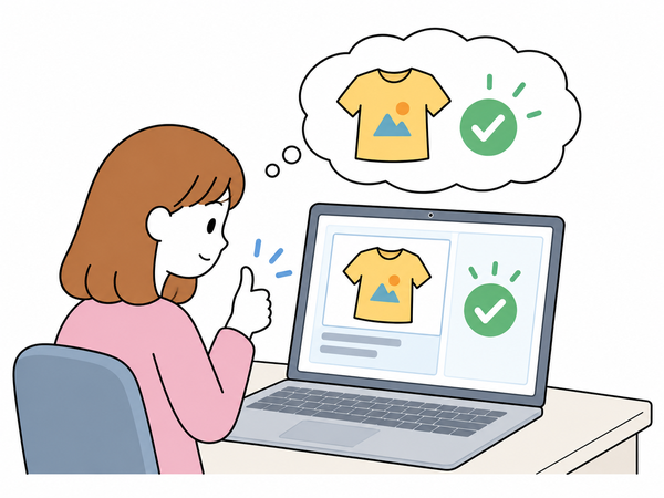 画面に表示されたプリントイメージを確認し、そのままでよければ承認、直したい場合は修正を依頼する